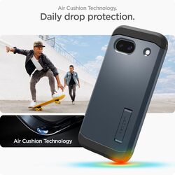 Spigen Tough Armor for Google Pixel 8a case cover with Extreme Impact Foam (Kickstand) - Metal Slate